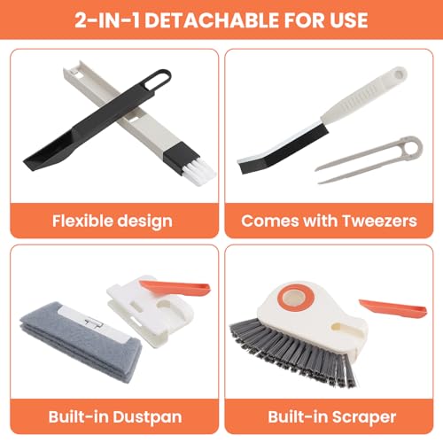 12pcs Window Track Cleaner Tool Set, Window Sill & Groove Cleaning Brushes with Hard Bristle Crevice Brush and Debris Pliers for Sliding Door Rails, Shower Door Tracks, Kitchen & Bathroom Gaps - view 6