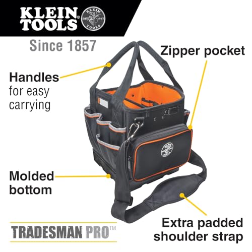 5541610-14 Tool Bag with Shoulder Strap Has 40 Pockets for Tool Storage and Orange Interior - view 3