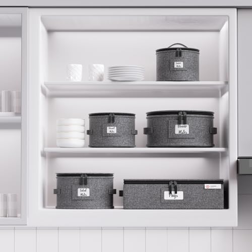 China Storage Containers Hard Shell Box for Moving Dishes, Plate, Wine and Glasses, Dinnerware, Mugs, Saucers Quilted Organizer Dividers for Packing Fine China Storage Containers 5Piece Grey - view 6