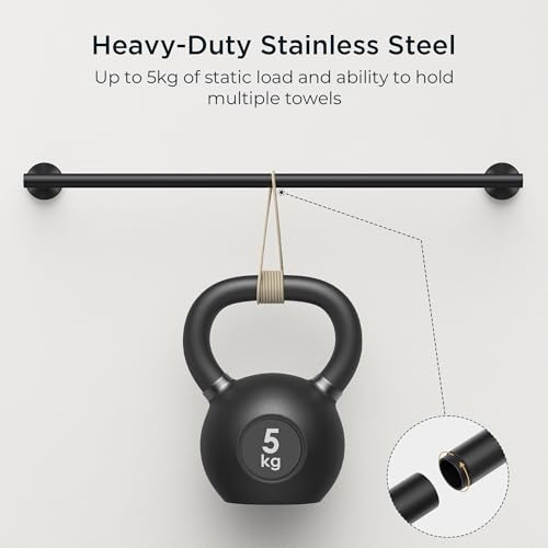 Bathroom Hardware Accessories Set, SUS304 Stainless Steel Towel Bar Set, Modern Towel Racks Holder for Bathroom, Toilet Paper Holder Wall Mounted 4 Pieces(24" Bar, Matte Black) (Pack of 2) - view 3