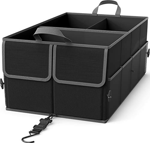 Foldable Car Trunk Organizer for SUV, 3-Compartment, Black
