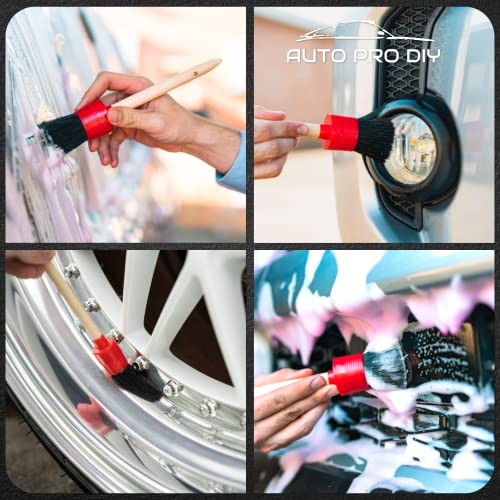 11 Piece Car Detailing Kit Set - Car Wheels, Exterior, Interior Cleaning Detail Supplies - Boars Hair, Stainless Steel Wire, Duster Brushes - view 6