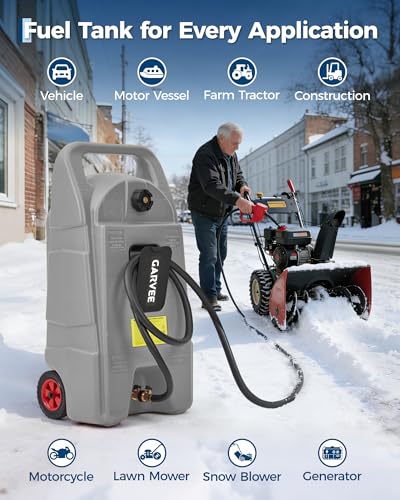 Slim 15 Gallon Gas Can, Fuel Tank Container with LE Fluid Transfer Manual 10 FT Siphon Pump, Portable Diesel Gas Storage Caddy Wheels for ATV, Weeder, Boat, Tractor, Snow Blower,Generator - view 5