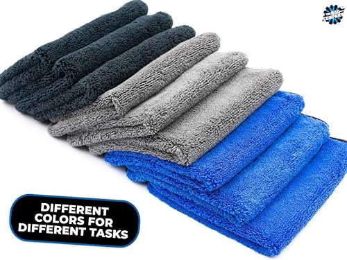 Drying Towels for Car Detailing - Premium Microfiber Cloth Perfect for a Streak-Free Finish - Spectrum 420 Dark Pack - 420 GSM, 16" x 16" (9-Pack) - view 4