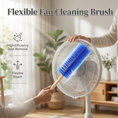 Fan Cleaning Brush with Bendable Microfiber Head, Reusable Dusting Brush for Fan Blades, Window Blinds, Air Conditioner Vents, Ceiling Fans, Car Vents and Hard-to-Reach Areas, Blue - view 3