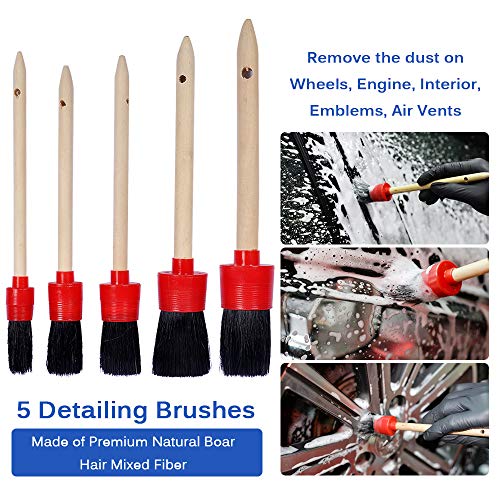 Car Cleaning Kit - Premium Microfiber Wash Brush & Boar Hair Detail Brushes Set, Including Dash Duster for Interior and Exterior Car Care - view 5