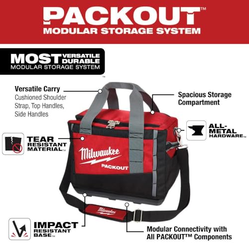 Bag tool 48-22-8321 Tool Bag, 9.6 in W, 15 in D, 12.2 in H, 2 -Pocket, Polyester, Black/Red - view 6