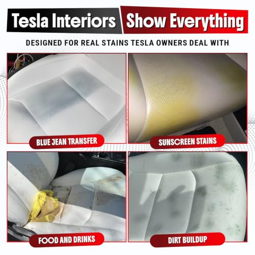 Tesla Interior Cleaner - White Seat & Stain Remover for Model 3, Y, X, S - Safe on Vegan Leather - Removes Dirt, Oils & Light Stains - No Residue - Light Citrus Scent - 16oz Kit - view 3