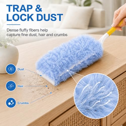 Duster Refills,Disposable Dusters for Cleaning,Heavy Duty Duster Refills, MultiSurface Dusting Wand,Dust Remover for Furniture,Blinds,Ceiling Fans&Home Cleaning Supplies (Violet, 25pcs) - view 5