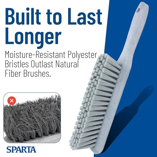8 Inch Soft Counter Brush with Polyester Bristles and 5 Inch Handle, Color Coded Handheld Broom for Tables Countertops and Foodservice Surfaces, Gray - view 7