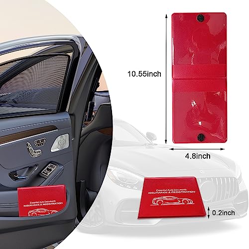 Car Registration Insurance Holder, 2Pack Essential Auto Card Document Glove Box Organizer with Touch Fastener, Vehicle Interior Accessories Perfect for Most Car, Truck, SUV (Red/Small Car) - view 2