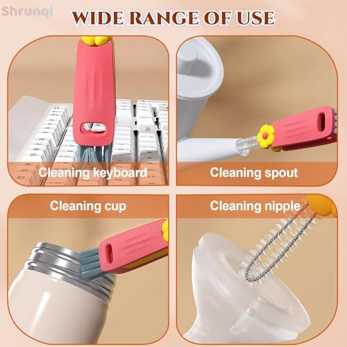 3 in 1 Bottle Cleaning Brush Set, Multifunction Silicone Cup Lid Gap Cleaner, Home Kitchen Crevice Cleaning Tools, Cute Colorful Rabbit，3 Pcs - view 5
