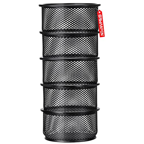 5-Pack Stackable Mesh Desk Organizer Bins - Durable Storage Containers for Paper Clips, Rubber Bands, and Office Supplies, Black