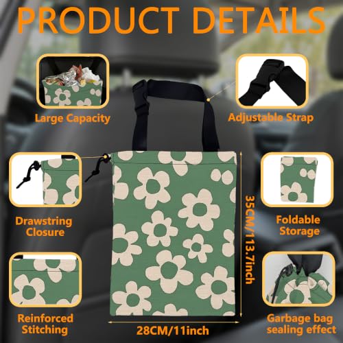 Car Garbage Bag,Groovy Flowers Hanging Car Trash Bag with Adjustable Buckle - view 2