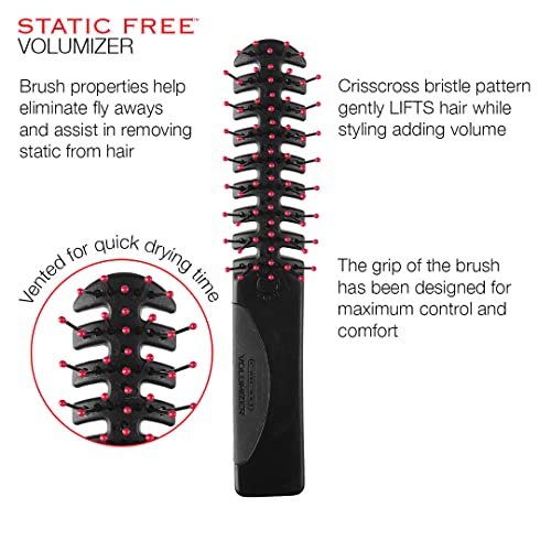 Static Free Volumizer Hair Brush - Blow Drying, Styling, and Detangling All Hair Types, Long, Short, Thick, Thin, Curly, Straight, and Wavy (Black) - view 2