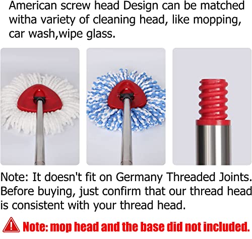 Spin Mop Replacement Handle - 4-Section 30" to 58" Mop Handle Replacement Stick Compatible with O-Ceda Spin Mop, EasyWring Mop Handle for Floor Cleaning(Mop Head&Base not Include) (Red) - view 2