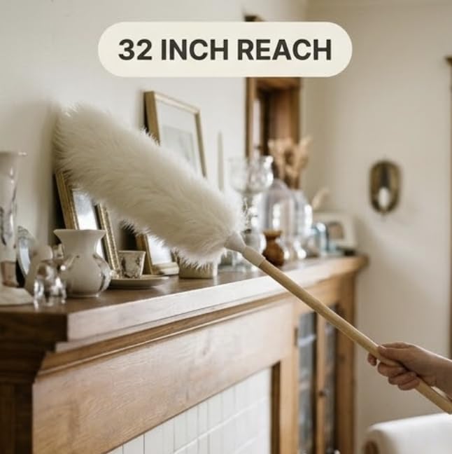 Wool Duster 32 Inch - 3 Pack Wool Dusting Wands with Wooden Handles - view 4