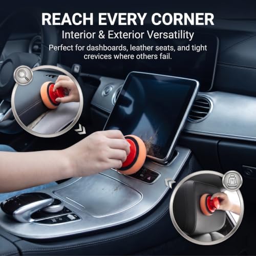 5 PCS Polishing Tool Buffing Sponge Pads, Car Wax Applicator Pads with Handle Microfiber, Hand Foam Microfiber Pad Kit, Detailing Buffing Pad for Car Polishing Waxing Buffing Glaze - view 3