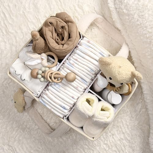 Baby Diaper Caddy Organizer with Handle, Boy & Girl Shower Gift Basket, Portable Diaper Storage Basket Bin for Wipes, Newborn Baby Essentials Registry Search Must Haves, Car Caddy Organizer - view 5