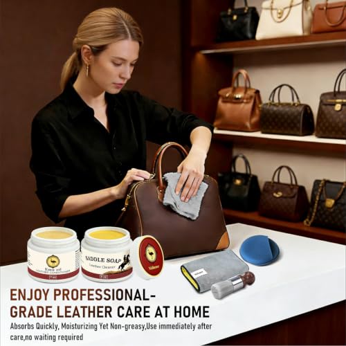 Leather Boot Care Kit, Emu Oil, Saddle Soap for Leather, Professional Leather Cleaner & Conditioner for Horse Tack, Shoes, Bags, Couch, Cowboy & Wood, Deep Clean Moisturize, Repair & Nourish - view 6