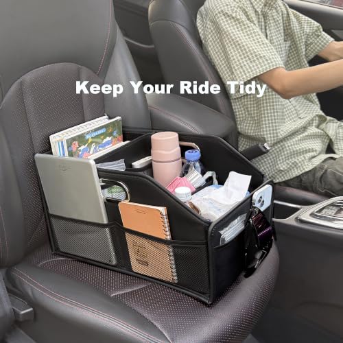 Car Seat Storage Organizer,Reinforced Dividable PU Leather Car Caddy Basket - view 3