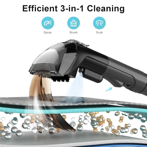Carpet Cleaner Machine Upholstery - 450W Shampooer Couch Cleaning Portable Vacuum Rug Sofa Car Seat Fabric Mattress Pet Spot Extractor for Furniture Water Hand Held Scrubber Washer Deep Black - view 2