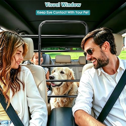 Dog Car Barrier for SUV, Adjustable 40.5"-58.3" Dog Car Divider for Cargo Area and Backseat, Moves with Seats, Metal Pet Barrier for SUVs, Trucks, Sedans,with Tightening Nylon Straps, Black - view 2