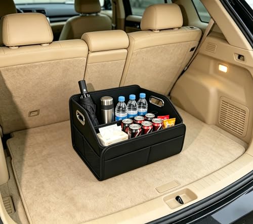 Car Trunk Organizers Small PU Leather，Car Basket for Organizers and Storage，Car Caddy Collapsible Multi Compartment Container Box - view 5