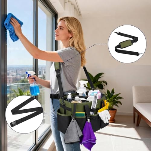 Foldable Cleaning Supply Caddy, Wearable Cleaning Tote with Dividers - view 2