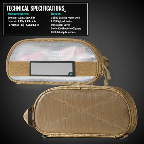 Core Tactical Mesh Zipper Pouch, 10" x 5" Modular EDC Tool Organizer Range Gear Utility Storage Pocket w/Hook Backing, Dump Pouch with Handle, 2-Pack - view 2