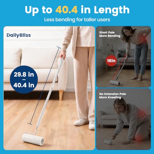 Extra Sticky Long Handle Lint Roller for Pet Hair, Floor - view 3