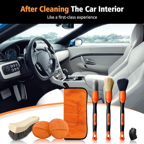 7PCS Car Interior Detailing Kit,Leather Cleaning Set,Orange/Brown - view 3