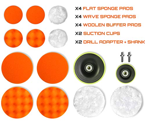 16pcs Car Essentials Polishing and Buffing Pad Kit 5 Inch and 3 Inch Foam Auto Finishing Pads for Washing Polishing Cleaning Waxing and Dusting Vehicle Care - view 7