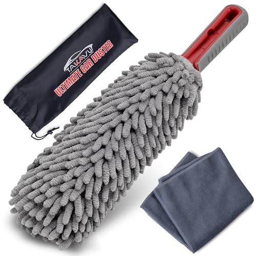 Car Duster Interior, 360° Microfiber Fingers, Lint & Scratch Free