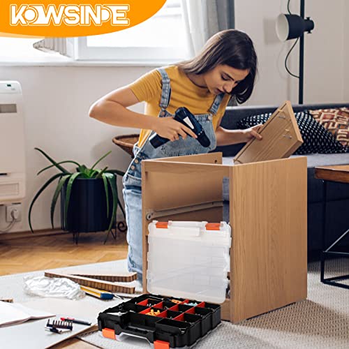 Double Side Tool Organizer, Hardware Storage Box, 34-Compartments Small Parts Organizer with Removable Dividers for Screws, Nuts, Nails, Bolts - view 6