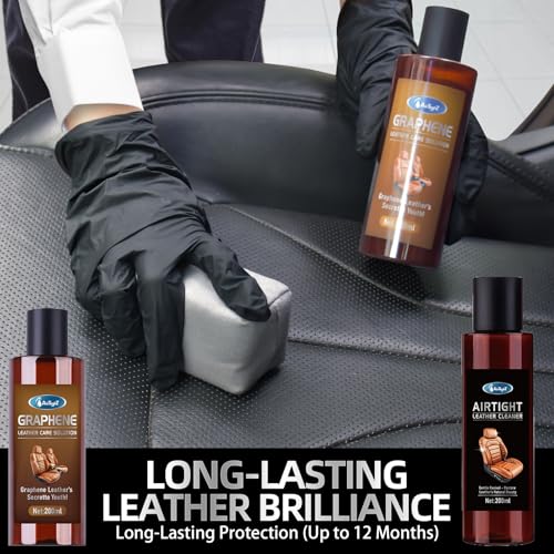Graphene Leather Cleaner & Conditioner Kit - Deep Clean, Restore & UV Protection for Car Seats, Furniture, Couches, Shoes - Includes Microfiber Towel & 3D Applicator. - view 5