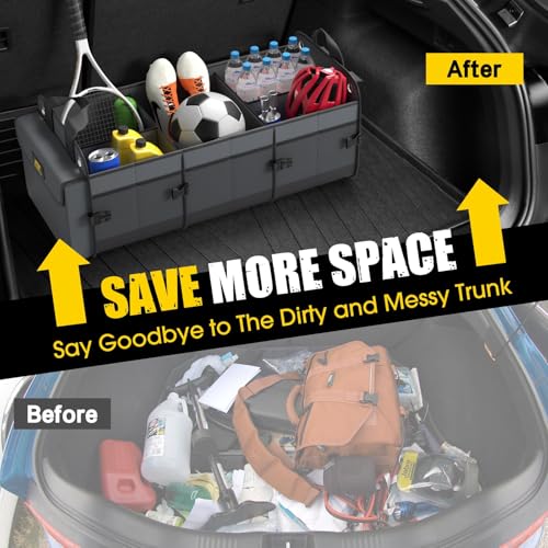 Car Trunk Organizer with Cooler, 100L, Premium Material, Gray - view 5