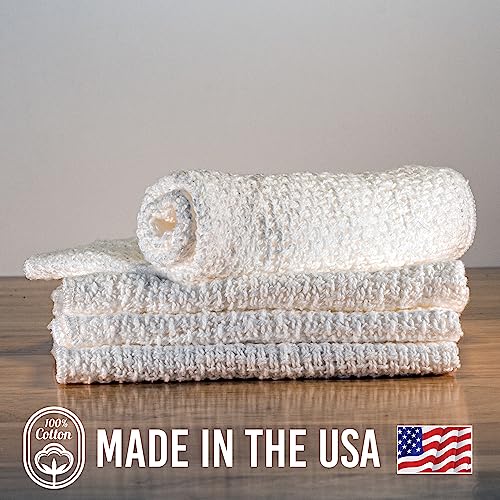 Old Fashion 100% Cotton Dishcloths - Set of 4 Mixed Colors - 4 Natural -11" x 11" - view 5