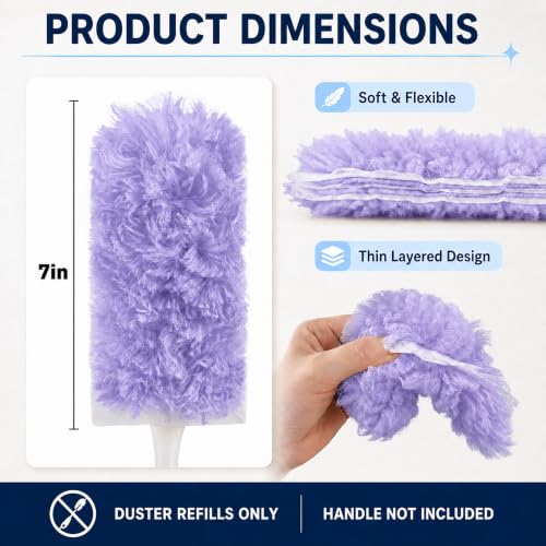 Duster Refills,Disposable Dusters for Cleaning,Heavy Duty Duster Refills, MultiSurface Dusting Wand,Dust Remover for Furniture,Blinds,Ceiling Fans&Home Cleaning Supplies (Purple, 25pcs) - view 2
