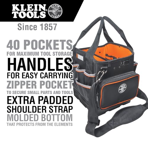 5541610-14 Tool Bag with Shoulder Strap Has 40 Pockets for Tool Storage and Orange Interior - view 2