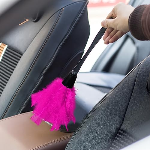Turkey Feather Dusters for Cleaning Home Blinds Kitchen car Office, Eco-Friendly Reusable （2 pcs Rose red） - view 4
