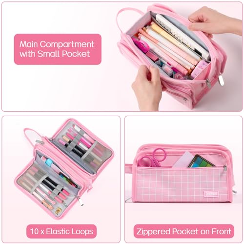 Large Pencil Case, Pencil Pouch, Pencil Bag, Pencil Box, Pure Pink - view 4