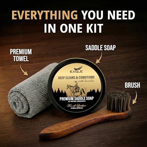 Saddle Soap for Leather – 3-Piece Saddle Soap Kit for Leather Cleaning, Boots, Tack, and Saddles – Includes Applicator and Cloth – Leather Soap and Conditioner for Leather Boots and Tack Care - view 2