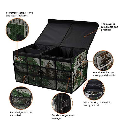 Car Trunk Organizer Collapsible Portable Multi Compartments Organizer with Non Slip Straps for SUV Truck Auto Vehicle Car Auto Minivan (Large covered, Camouflage) - view 5