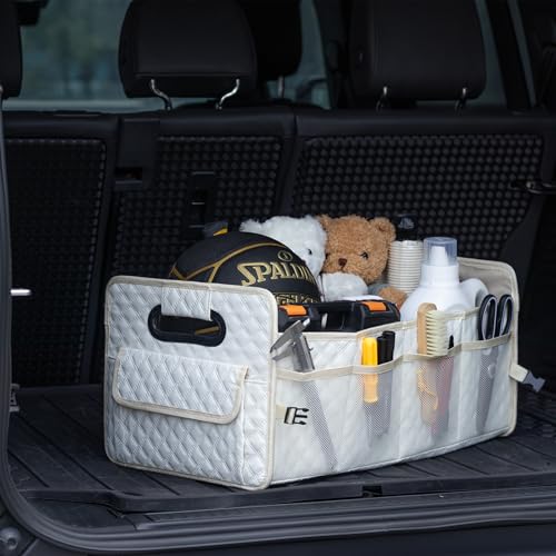 Car Trunk Organizer for SUV, Car Storage Organizer Collapsible Multi Compartment Container Box Adjustable Car Accessories for Women Men, Beige - view 3