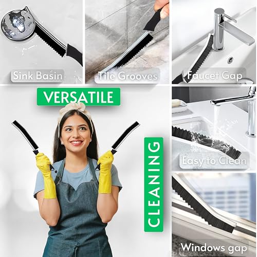 Hard Bristle Crevice Cleaning Brushes for Household use - Multifunctional Crevice Cleaning Tools for Housekeeping & Bathroom Cleaning Tools - Small Cleaning Brushes for Tight Spaces - view 6