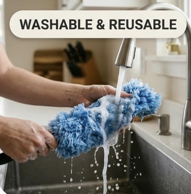 Microfiber Duster with Extension Pole 68 Inch - 3 Pack Washable Bendable Dusting Wands - view 5