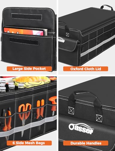 Car Trunk Organizer with Foldable Soft Lid 75L 4 Compartments - view 6
