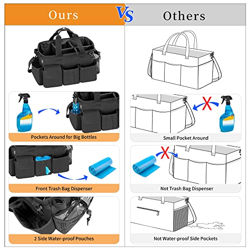 Large Wearable Cleaning Caddy Bag with Detachable Divider,Black - view 2