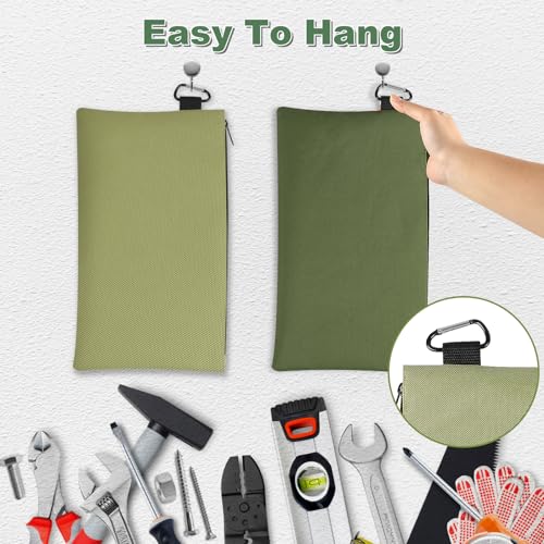 Tool Bag Zipper Pouch, 12.4×7.3 Inch Premium Tool Pouch with Carabiner, Utility Multipurpose Storage Organizer Bag for Tools, Stationery, Small Items (2 pack) - view 4